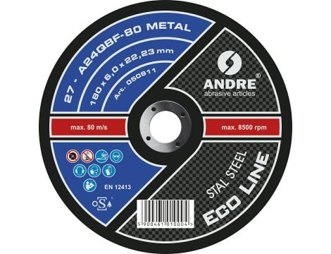 ANDRE TARCZA DO SZLIFOWANIA METALU 180 x 6,0mm METAL ECO LINE A24QBF