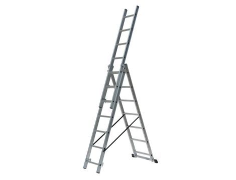 AWTOOLS DRABINA ALUMINIOWA  3x11 STOPNI 150KG ADAPATACJA NA SCHODY - 3