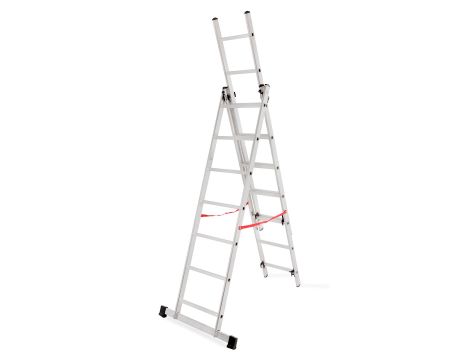 AWTOOLS DRABINA ALUMINIOWA BASIC  3x7 STOPNI 150kg - 2