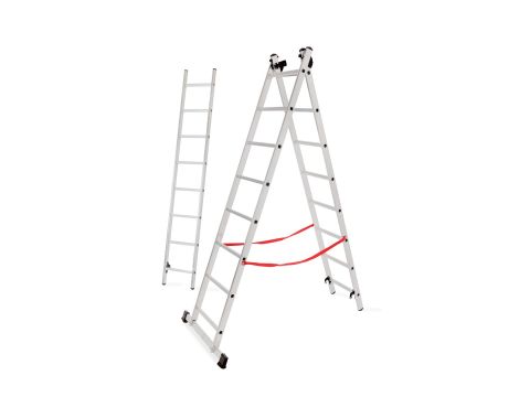 AWTOOLS DRABINA ALUMINIOWA BASIC  3x8 STOPNI 150kg - 6