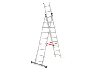 AWTOOLS DRABINA ALUMINIOWA BASIC 3x11 STOPNI 150kg - image 2
