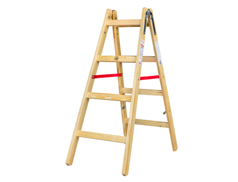 AWTOOLS DRABINA DREWNIANA  2x 4 STOPNI 150KG - 4