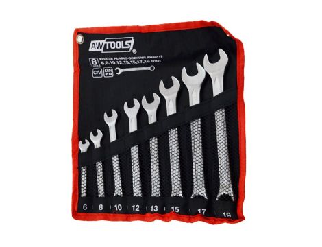 AWTOOLS KLUCZ PŁASKO-OCZKOWY KPL. 8szt. /6mm-19mm/ BLACK LINE