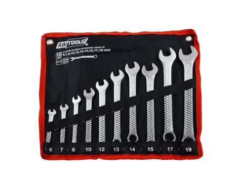 AWTOOLS KLUCZ PŁASKO-OCZKOWY KPL.10szt. /6mm-19mm/ BLACK LINE