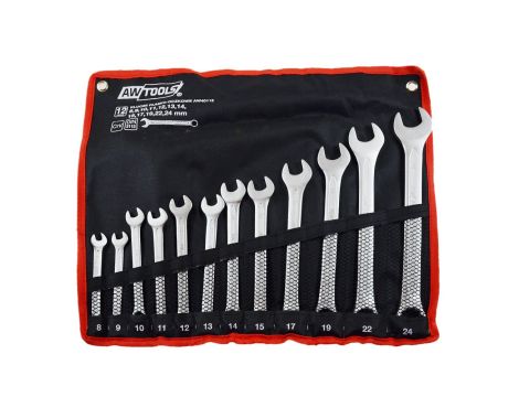 AWTOOLS KLUCZ PŁASKO-OCZKOWY KPL.12szt. /8mm-24mm/ BLACK LINE