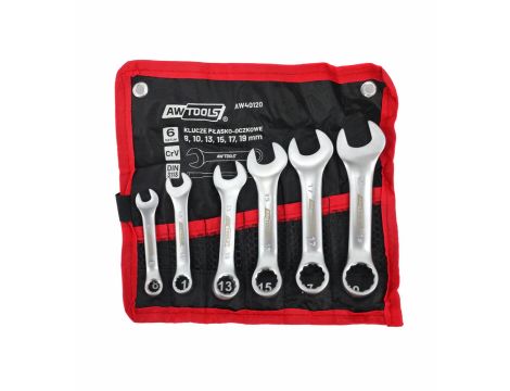 AWTOOLS KLUCZ PŁASKO-OCZKOWY KRÓTKI  KPL. 6szt. /8mm-19mm/ - 2