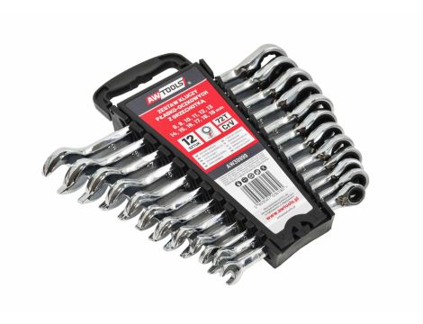 AWTOOLS KLUCZ PŁASKO-OCZKOWY Z GRZECH.KPL.12szt 8-19mmZ PRZEŁĄCZ.