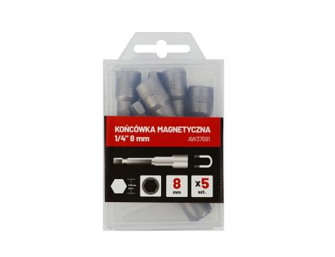 AWTOOLS KOŃCÓWKA MAGNETYCZNA 1/4"  8mm/5szt.