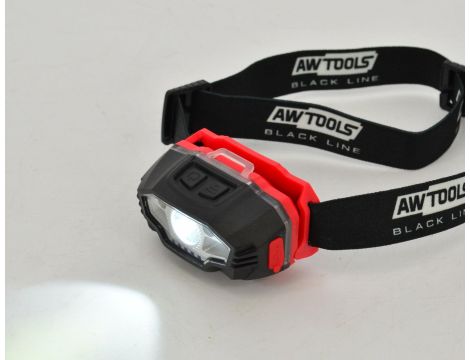 AWTOOLS LATARKA CZOŁOWA LED USB 5 FUNKCJI BLACK LINE - 3