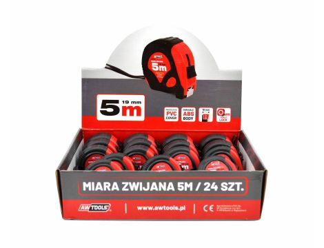 AWTOOLS MIARA ZWIJANA CZERWONO-CZARNA 7,5m x 25mm ABS TPR 2-STOP - 3