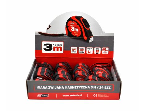 AWTOOLS MIARA ZWIJANA MAGNETYCZNA  7,5m x 25mm ABS TPR 1-AUTO STOP - 3
