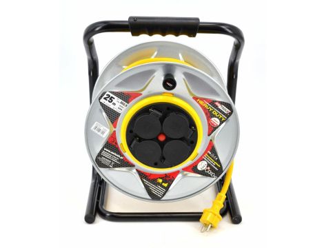 AWTOOLS PRZEDŁUŻACZ BĘBEN METAL 25m 3x2,5mmŻÓŁTY HEAVY DUTY 16A / 3680W / IP44 - 2