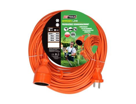 AWTOOLS PRZEDŁUŻACZ OGRODOWY 15m POMARAŃCZOWY 2x1,0mm