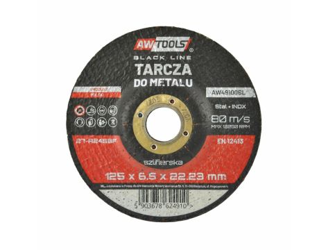 AWTOOLS TARCZA DO METALU SZLIFIERSKA 125*6,5mm BLACK LINE