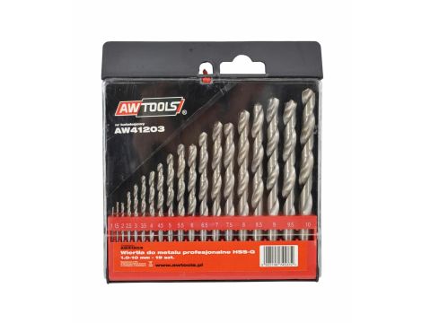 AWTOOLS WIERTŁO METAL BIAŁE KPL. 19szt./1,0-10,0mm/ OP.PLASTIK