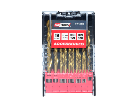 AWTOOLS WIERTŁO METAL TYTAN KPL .19szt/1-10,0mm/OP.PLAST.