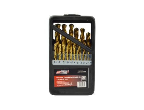 AWTOOLS WIERTŁO METAL TYTAN KPL. 25szt./1,0-13,0mm/