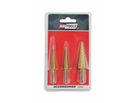 AWTOOLS WIERTŁO STOPNIOWE HSS-TIN / KPL.3szt3-12mm / 4-12mm / 4-20mm - 2