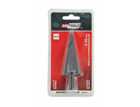 AWTOOLS WIERTŁO STOPNIOWE SPIRALNE/ 4-32mm/ AICrN/ CZARNE