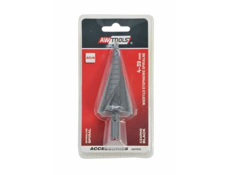 AWTOOLS WIERTŁO STOPNIOWE SPIRALNE/ 4-39mm/ AICrN/ CZARNE