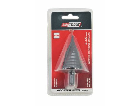 AWTOOLS WIERTŁO STOPNIOWE SPIRALNE/ 4-45mm/ AICrN/ CZARNE