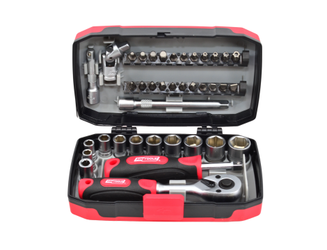 AWTOOLS ZESTAW KLUCZY   38el. 1/4" BLACK LINE