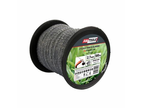 AWTOOLS ŻYŁKA TNĄCA CLASSIC 2,4x100m/ SKRĘCANA KWADRAT Z RDZENIEM/ SZPULA