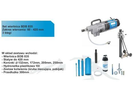 BAIER WIERTNICA DIAMENTOWA BDB 835 SET + STATYW BST 420mm + KORONY 132,172,202,252mm + PRZEDŁUŻKA