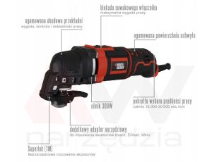 BLACK+DECKER NARZĘDZIE WIELOFUNKCYJNE 300W MT300KA WALIZKA