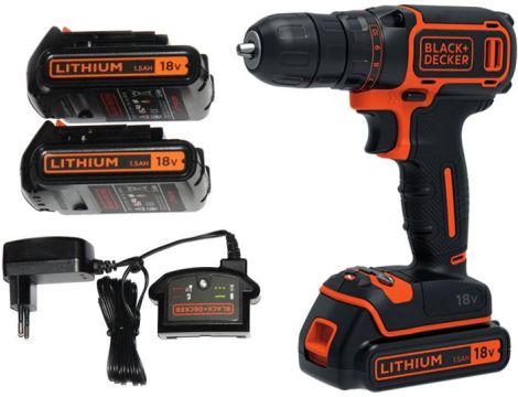 BLACK+DECKER WKRĘTARKA 18V/2x1.5Ah, BDCDC18B