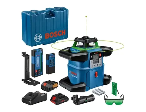 BOSCH LASER OBROTOWY GRL 650 CHVG ZIELONY + ODBIORNIK LR 65 G + PILOT  RC 6 + UCHWYT WM 6 1xPC4,0Ah WALIZKA