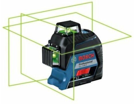 BOSCH LASER PŁASZCZYZNOWY GLL 3-80 G ZIELONY WALIZKA ZASILNANY  4x1,5 V LR6 (AA) ...