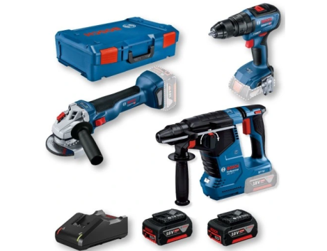 BOSCH ZESTAW COMBO 18V (GSB 18V-50, GWS 18V-10, GBH 187-LI) 2x5,0Ah,XL-BOXX