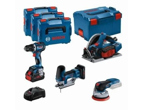 BOSCH ZESTAW COMBO 18V (GSR 18V-90C, GKT 18V-52GC, GST 18V-155 SC, GEX 18V-125) 1xPC4,0Ah 2xPC5,5Ah