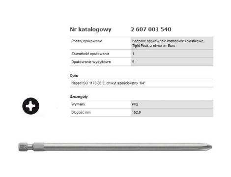 BOSCH KOŃCÓWKA EH PH2x152mm   /1szt.