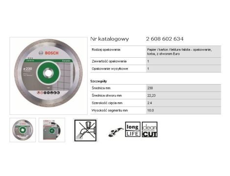 BOSCH TARCZA D.*** 230x22 PEŁ CERAMIC NA SUCHO.