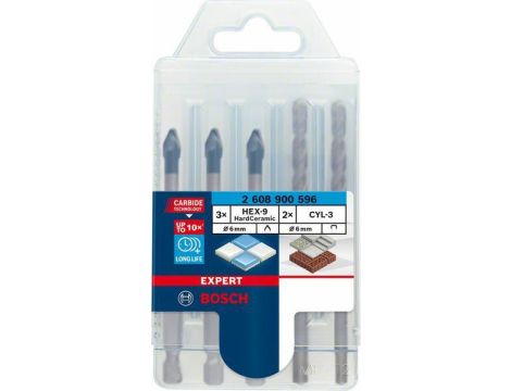 BOSCH WIERTŁO HEX-9 HARD CERAMIC ZESTAW 5szt. MIX EXPERT