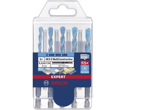 BOSCH WIERTŁO HEX-9 MULTICONSTRUCTION ZESTAW 5szt.  5.5/6/7/8mm EXPERT
