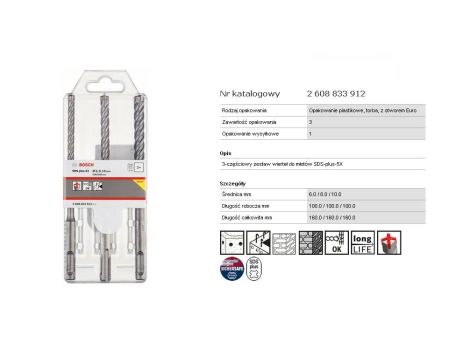 BOSCH WIERTŁO SDS PLUS-5X KPL. 3szt. 6/8/10x160