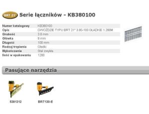 BOSTITCH GWOŹDZIE BRT21 3,80-100 1,28M ...