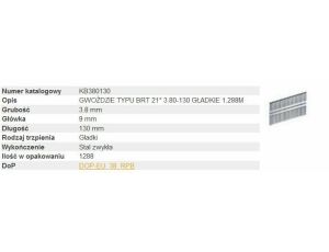BOSTITCH GWOŹDZIE BRT21 3,80-130 1,28M