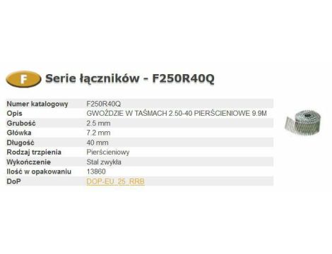 BOSTITCH GWOŹDZIE F 2,50-40 R Q 13 ...