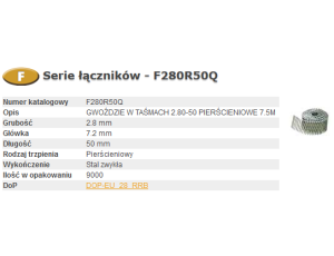 BOSTITCH GWOŹDZIE F 2,80-50 R Q 9m ...