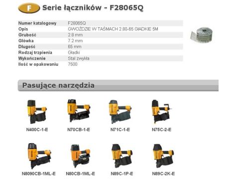 BOSTITCH GWOŹDZIE F 2,80-65 P Q 7,5m