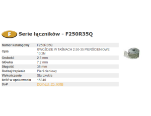 BOSTITCH GWOŹDZIE F 25-35 13,2M