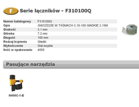 BOSTITCH GWOŹDZIE F 3,10-100 P Q 4,05m ...