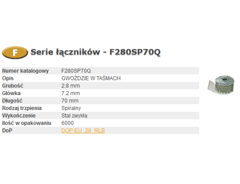 BOSTITCH GWOŹDZIE FAC 2,80-70 SPIRA Q 6m