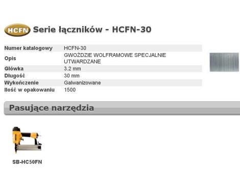 BOSTITCH GWOŹDZIE HCFN 0` 30mm 1,5M ... UTWARDZANE