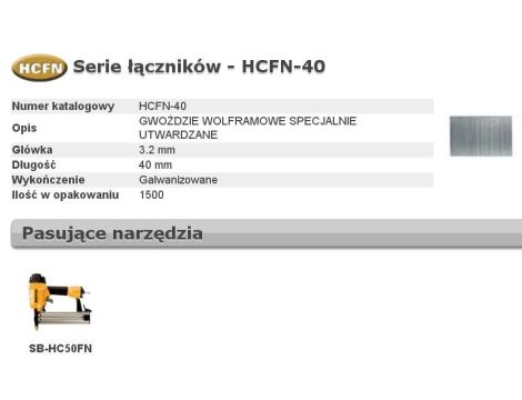 BOSTITCH GWOŹDZIE HCFN 0` 40mm 1,5M ... UTWARDZANE