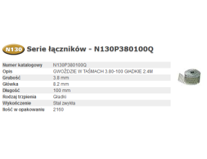 BOSTITCH GWOŹDZIE N130P 3.8` 100mm 2.16M ...